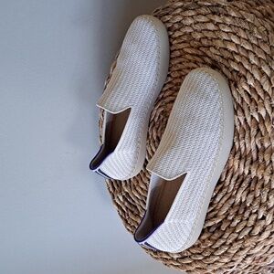Rothy's Womens Slip-On Coconut Stripe Hemp Beige/Cream‎ Loafer Sneakers S-7.5